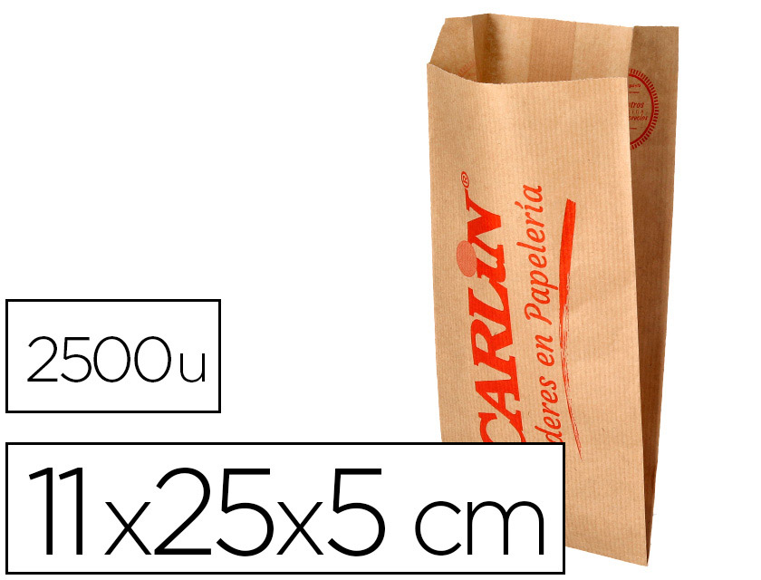 SOBRE KRAFT VERJURADO CARLIN 11X25+5 CM 50 GR CAJA DE 2500 UNIDADES