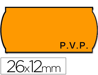 ROLO DE ETIQUETAS ADESIVAS METO ONDULADAS 26 X 12 MM PVP - LARANJA FLUORESCENTE ROLO 1500